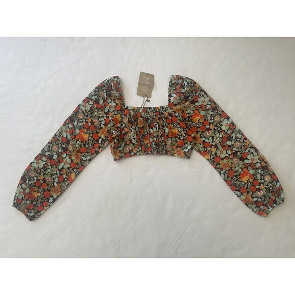 Vera Moda NWT Cute Floral Sweetheart Neck Crop Top Summer Wear Size XS - Picture 6 of 7